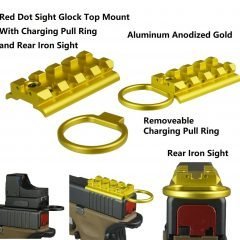 DB TAC Gold Dot Sight Picatinny/Weaver Rail With Charging Reload Ring, Fits GLOCK Full Size Arc Slide