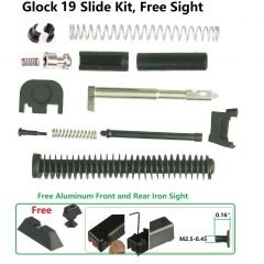 DB TAC Slide Upper Parts Kit for GLOCK 19 Gen 1-3 with Guide Rod, All Iron Sight, Aluminum Front and Rear Sight 6.5 mm