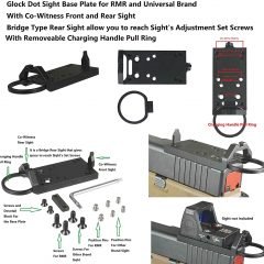DB TAC Multifunction Platform Plate Base Mount for Dot Sight Fits GLOCK With Co-Witness Front Rear Sight and Removable Charging Pull Ring, Anodized Black Color