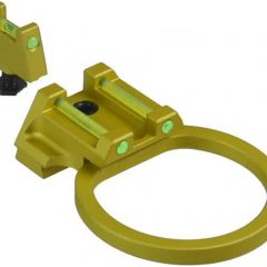 DB TAC High Profile 10 mm Aluminum Anodized Gold Front And Rear Sight With Green Fiber Optic for GLOCK 17, 19, 22, 23, 24, 26, 27, 31, 34, 35, 42, 43, 43X