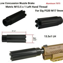 DB TAC Anodized Black Color 9mm Linear Compensator Muzzle Brake M13.5X1 LH Thread For Sig M17
