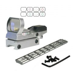 DB TAC Ruger 10/22 Scope Mount / Reflex Sight Combo Red Green 4 Reticle Picatinny Dovetail Silver