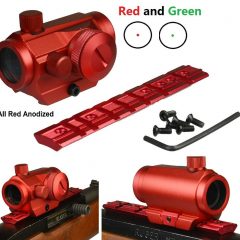 DB TAC Ruger 10/22 Scope Mount Red Green Dot Sight 4 MOA 1x Picatinny Dovetail Red