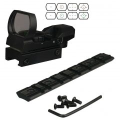 DB TAC Ruger 10/22 Scope Mount / Reflex Sight Combo Red Green 4 Reticle Picatinny Dovetail Black