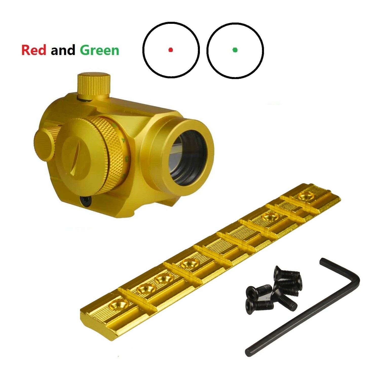 DB TAC Ruger 10/22 Scope Mount Red Green Dot Sight 4 MOA 1x Picatinny Dovetail Gold