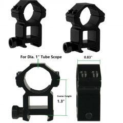 DB TAC 1 Pair 1'' Dia 1.3 Inch High Height Profile Scope Rings Picainny/Weaver Mounting