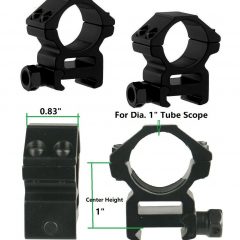 DB TAC 1 Pair 1'' Dia Low Profile 1 Inch Height Scope Rings Picainny/Weaver Mounting