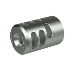 DB TAC Muzzle Brake Compensator Aluminum 1/2x28 TPI Thread For Ruger .22 Mark IV 22/45 Lite Silver Color