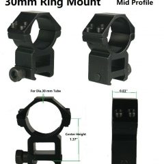 DB TAC 1 Pair 30mm Dia 1.37 Inch Height Mid Profile Scope Rings Picainny/Weaver Mounting
