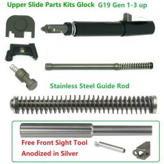 DB TAC Upper Slide Parts Kits With Stainless Steel Guide Rod For GLOCK Gen 1-3, G19, G23, Comes With Free Front Sight Tool