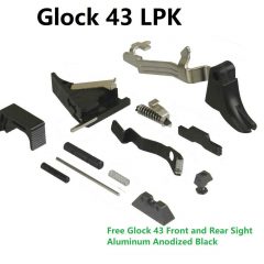 DB TAC Complete Lower Parts for GLOCK 43, 9-MM LPK SS/80 Polymer/Mer Kit PF-9 Comes With Free Front Rear Black Color Sight
