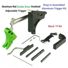 DB TAC Lower Parts Kit for GLOCK 17, Gen 1-3, and P80 With Adjustable Zombie Green Trigger, Extended Release and Slide Lock