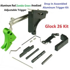 DB TAC Lower Parts Kit for GLOCK 26, Gen 1-3, and P80 With Adjustable Zombie Green Trigger, Extended Release and Slide Lock