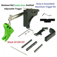 DB TAC Lower Parts Kit for GLOCK 19, Gen 1-3, and P80 With Adjustable Zombie Green Trigger, Extended Release and Slide Lock