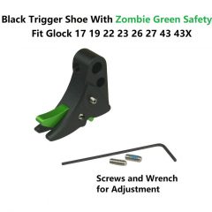 DB TAC Black Color Trigger Shoe With Zombie Green Color Safety For All Glock GEN 3-4 & GEN 5 models, from sub-compacts to large frames