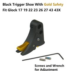 DB TAC Black Color Trigger Shoe With Gold Color Safety For All Glock GEN 3-4 & GEN 5 models, from sub-compacts to large frames