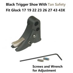 DB TAC Black Color Trigger Shoe With Tan Color Safety For All Glock GEN 3-4 & GEN 5 models, from sub-compacts to large frames