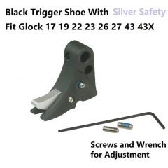 DB TAC Black Color Trigger Shoe With Silver Color Safety For All Glock GEN 3-4 & GEN 5 models, from sub-compacts to large frames