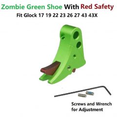 DB TAC Green Color Trigger Shoe With Red Color Safety For All Glock GEN 3-4 & GEN 5 models, from sub-compacts to large frames