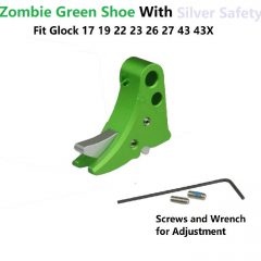 DB TAC Green Color Trigger Shoe With Silver Color Safety For All Glock GEN 3-4 & GEN 5 models, from sub-compacts to large frames