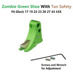 DB TAC Green Color Trigger Shoe With Tan Color Safety For All Glock GEN 3-4 & GEN 5 models, from sub-compacts to large frames