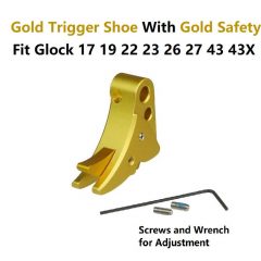 DB TAC Gold Color Trigger Shoe with Gold Color Safety For All Glock GEN 3-4 & GEN 5 models, from sub-compacts to large frames