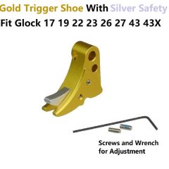 DB TAC Gold Color Trigger Shoe with Silver Color Safety For All Glock GEN 3-4 & GEN 5 models, from sub-compacts to large frames