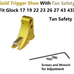 DB TAC Gold Color Trigger Shoe With Tan Color Safety For All Glock GEN 3-4 & GEN 5 models, from sub-compacts to large frames