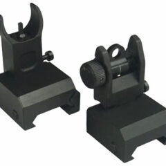 DB TAC Aluminum Black Color Picatinny/Weaver Rails Iron Sight BUIS Front and Rear Flip-Up Sight Set