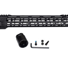 DB TAC Super Light 15 Inch Free Float M-LOK Handguard with Partial Top Rail, LR 308 High Profile. Made In USA