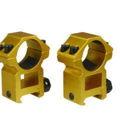 DB TAC 1 Inch Scope Rings 20mm Picainny/Weaver Rail, Anodized Gold Color, Height 1.2 Inch