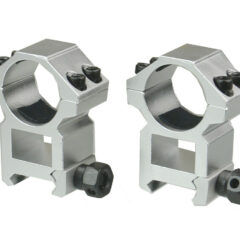 DB TAC 1 Inch Scope Rings 20mm Picainny/Weaver Rail, Anodized Silver Color, Height 1.3 Inch