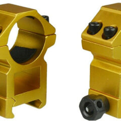 DB TAC 1 Inch Scope Rings 20mm Picainny/Weaver Rail, Anodized Gold Color, Height 1.3 Inch