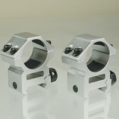 DB TAC 1 Inch Scope Rings 20mm Picainny/Weaver Rail, Anodized Silver Color, Height 1 Inch