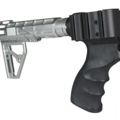 DB TAC Silver Color Skeleton Fin Position Stock Clamp With Tube,Skeletonized Pistol Arm Brace For Remington 870 12 Ga