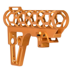 DB TAC Skeletonized .223/5.56/.308 Stock for Mil Spec Tubes, CA Legal Fixed Stock, 6 Position, Made in USA, Orange Anodized Aluminum