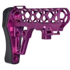 DB TAC Skeletonized 223/5.56/308 Buttstock for 6 Position Mil Spec Tubes, Purple Anodized Aluminum. With Pad