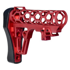 DB TAC Skeletonized 223/5.56/308 Buttstock for 6 Position Mil Spec Tubes, Red Anodized Aluminum. With Pad