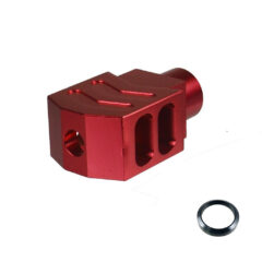 DB TAC 5/8x24 TPI Thread Tanker Muzzle Brake for .308 300BLK .338 350 Legend w/ Crush Washer, Red Color