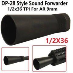 DB TAC All Steel DP28 Style Sound Forward Sleeve 3/4''x16 TPI Thread Muzzle Brake With 1/2''x36 TPI Thread Converter For 9mm