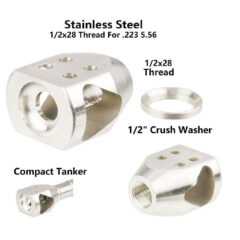DB TAC 1/2''x28 TPI Thread Stainless Steel .22LR/.223/5.56 Compact Mini Tanker Muzzle Brake