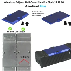 DB TAC Dark Blue Color Aluminum RMR Cut Mounting Plate for GLOCK Slide, Aluminum RMR Cover Plate