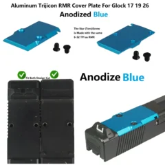 DB TAC Light Blue Color Aluminum RMR Cut Mounting Plate for GLOCK Slide, Aluminum RMR Cover Plate