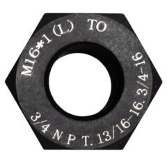 DB TAC M16x1 LH Thread Adapter to 3/4 NPT | 13/16x16 | 3/4x16 Multi Thread Converter Steel Black