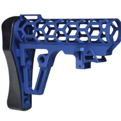 DB TAC Skeletonized 223/5.56/308 Buttstock for 6 Position Mil Spec Tubes, Dark Blue Anodized Aluminum. With Pad