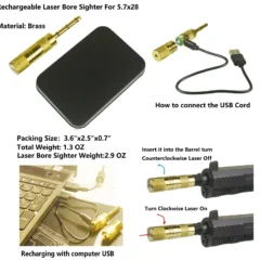 DB TAC Rechargeable 5.7x28 Laser Bore Sighter – Red Laser Front Insert Cartridge